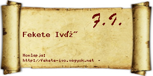 Fekete Ivó névjegykártya